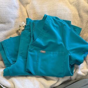 Figs teal scrub set